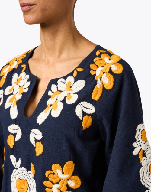 Extra_1 image - Frances Valentine - Dreamy Navy and Yellow Cotton Linen Kaftan