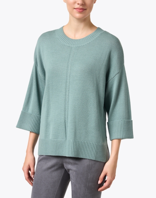 Front image - Repeat Cashmere - Green Merino Pullover Sweater