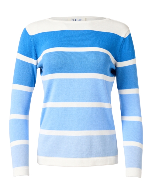Product image - Blue - Blue and White Stripe Cotton Sweater