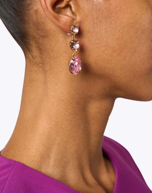 Aileen Pink Crystal Triple Drop Earrings