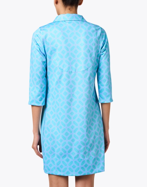 Back image - Gretchen Scott - Everywhere Turquoise Print Jersey Dress