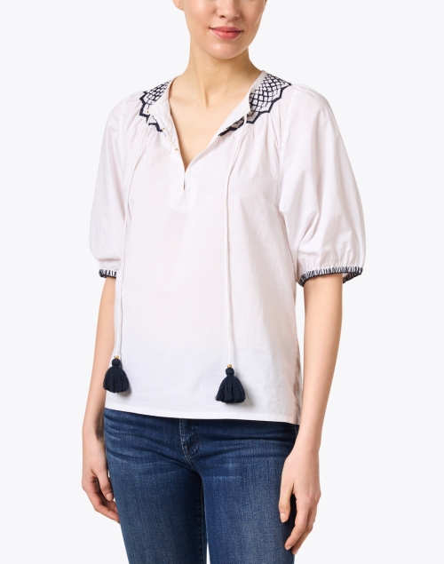 Front image - Figue - Frankie White Embroidered Cotton Blouse