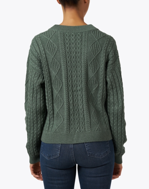 Back image - Margaret O'Leary - Killarney Green Cotton Cable Cardigan