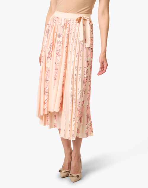 Front image - Marc Cain - Pink Floral Print Pleated Skirt