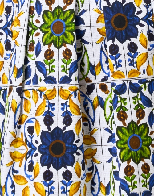 Fabric image - Samantha Sung - Audrey Indigo Tile Print Stretch Cotton Dress