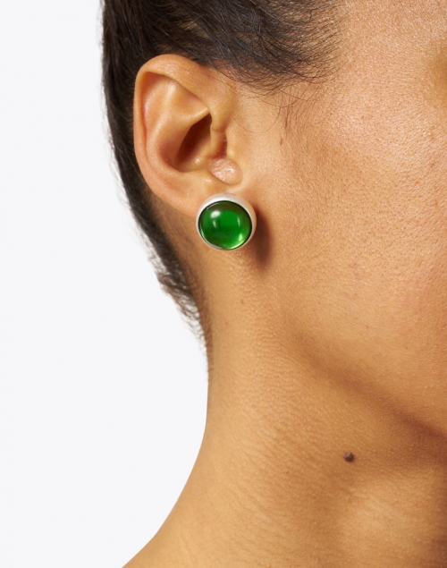 Look image - Loeffler Randall - Sea Green Silver Stud Earrings