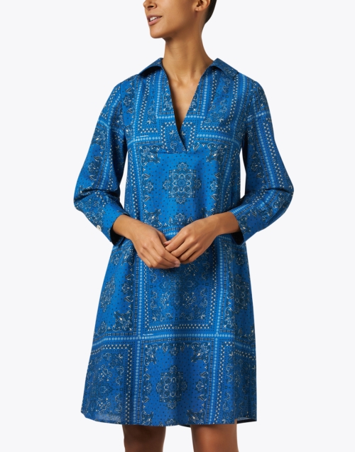Front image - Ro's Garden - Georgina Blue Bandana Print Dress