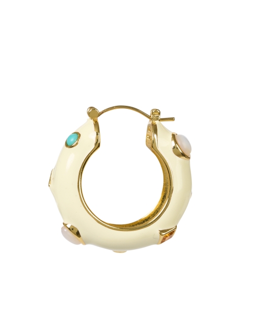 Front image - Lizzie Fortunato - La Bomba Ivory Hoop Earrings