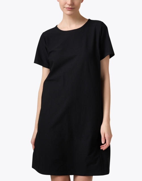 Front image - Eileen Fisher - Black Jewel Neck Dress