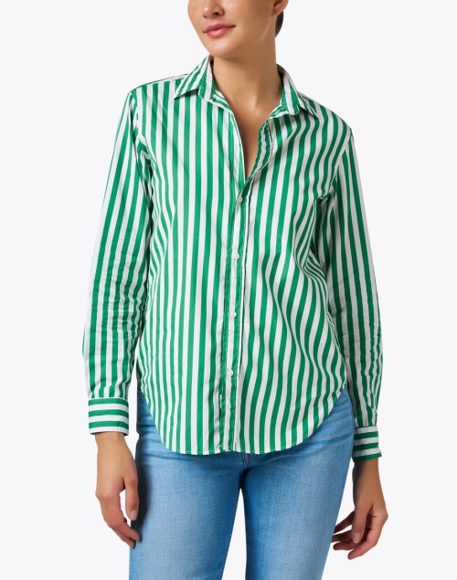 Front image - Frank & Eileen - Frank Green and White Striped Cotton Shirt