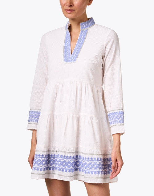 Front image - Sail to Sable - Light Pink Seersucker Tunic Dress