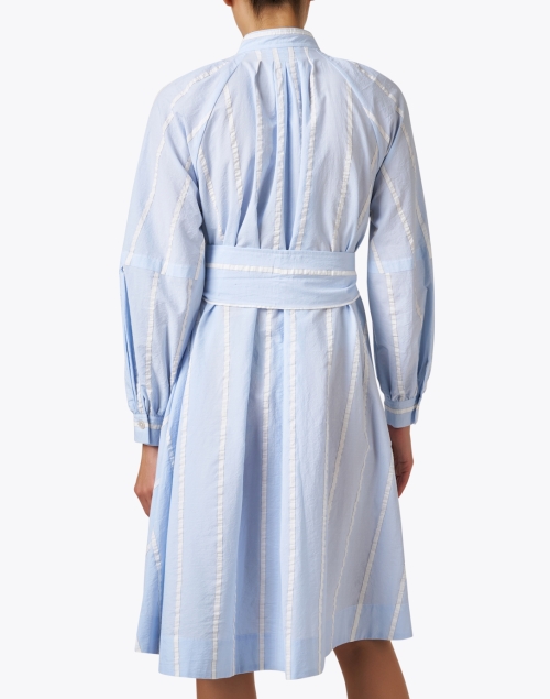 Back image - Odeeh - Blue Striped Shirt Dress