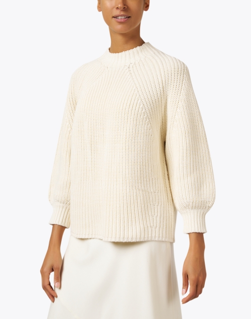 Front image - Apiece Apart - Cream Cotton Ribbed Sweater