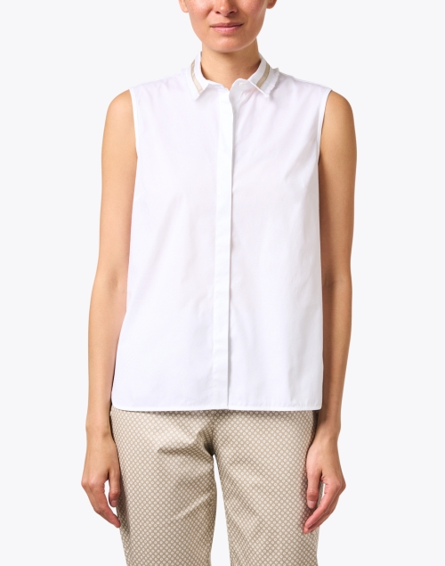Front image - Peserico - White Stretch Poplin Shirt