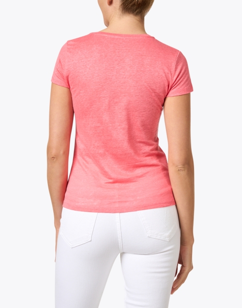 Back image - Majestic Filatures - Coral Pink Stretch Linen Tee