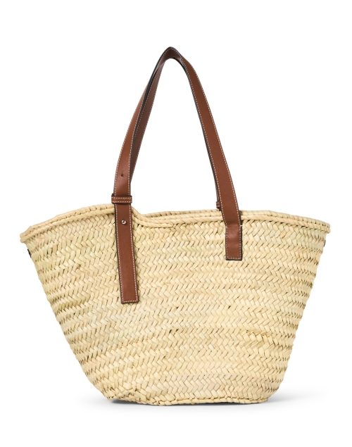Back image - Poolside - Essaouria Brown Woven Palm Tote Bag