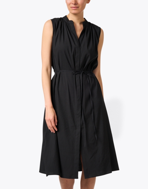 Front image - Vince - Black Linen Midi Dress