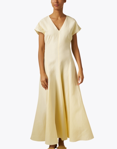 Front image - Lafayette 148 New York - Yellow Silk Linen Dress