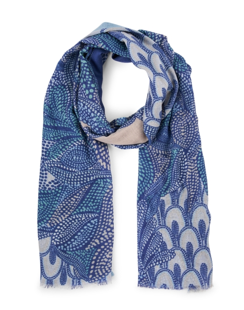 Product image - Kinross - Blue Multi Print Silk Cashmere Scarf