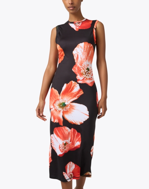 Front image - Stine Goya - Danya Black Poppy Print Jersey Dress