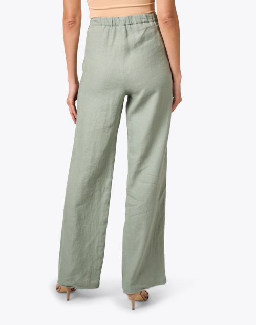Back image - Rosso35 - Sage Green Linen Straight Leg Pant
