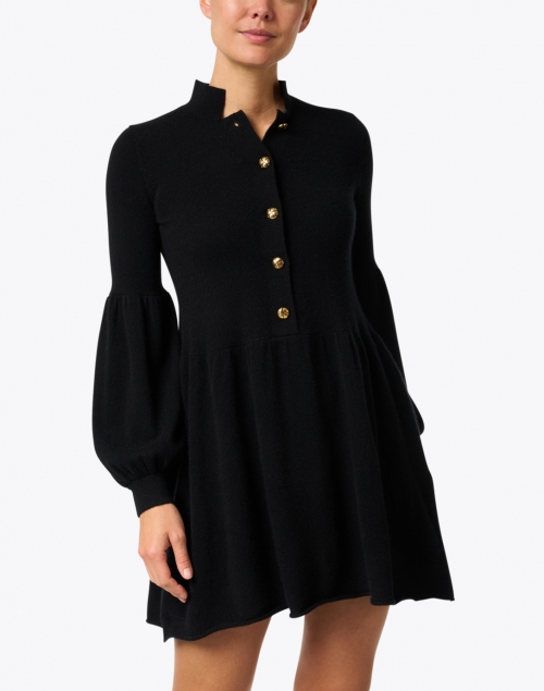 Front image - Madeleine Thompson - Charleston Black Knit Cashmere Dress