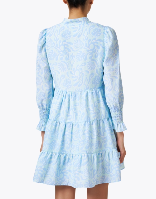 Back image - Sail to Sable - Blue Printed Silk Blend Dress