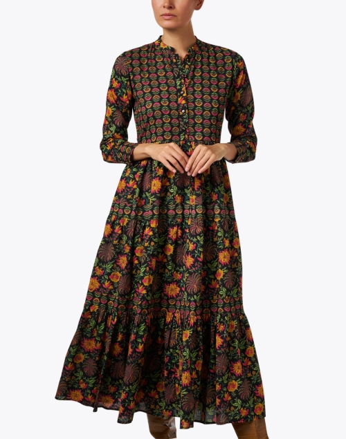 Front image - Ro's Garden - Diwali Black Multi Block Print Dress