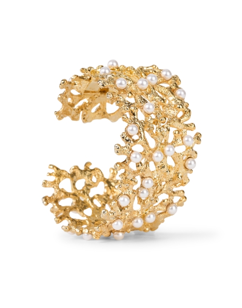 Back image - Kenneth Jay Lane - Gold Branch Pearl Cuff Bracelet