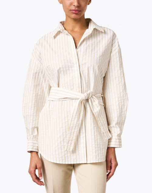 Front image - Fabiana Filippi - White Striped Linen Shirt