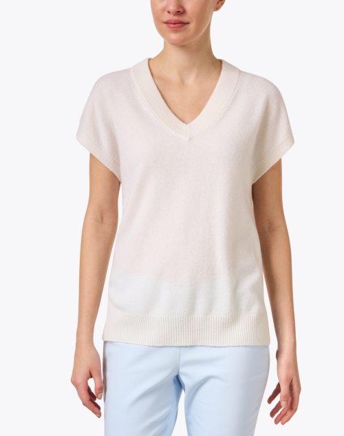 Front image - Kinross - Ivory Cashmere Popover Sweater