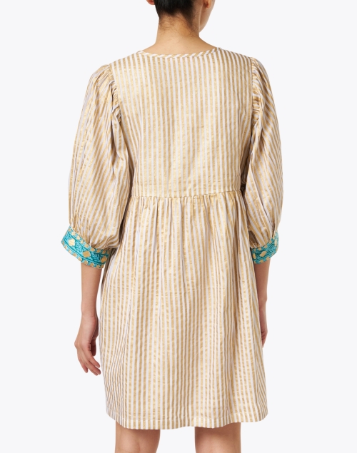 Back image - Oliphant - Gold and Turquoise Print Cotton Dress