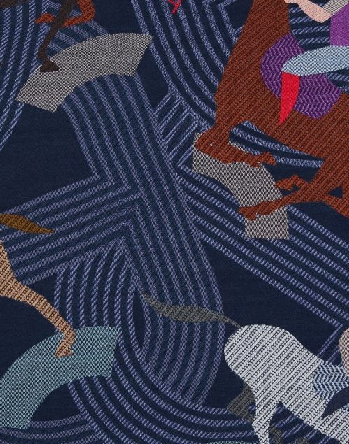 Fabric image - Rani Arabella - Blue Racing Print Wool Cashmere Silk Scarf
