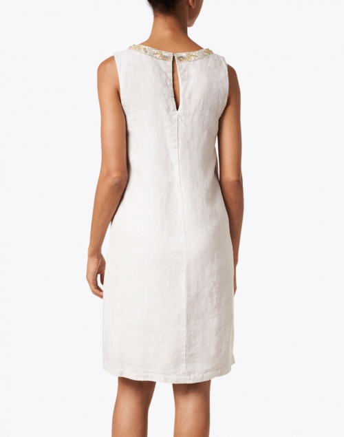 Back image - 120% Lino - Natural Embellished Linen Dress