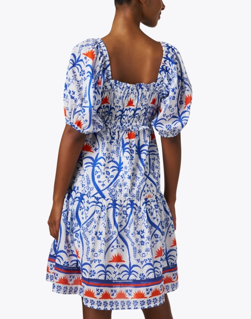 Back image - Ro's Garden - Tamara Blue and Orange Print Dress