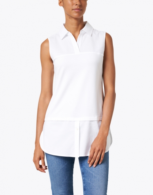 Front image - Hinson Wu - Lea White Stretch Cotton Underlayer Shirt
