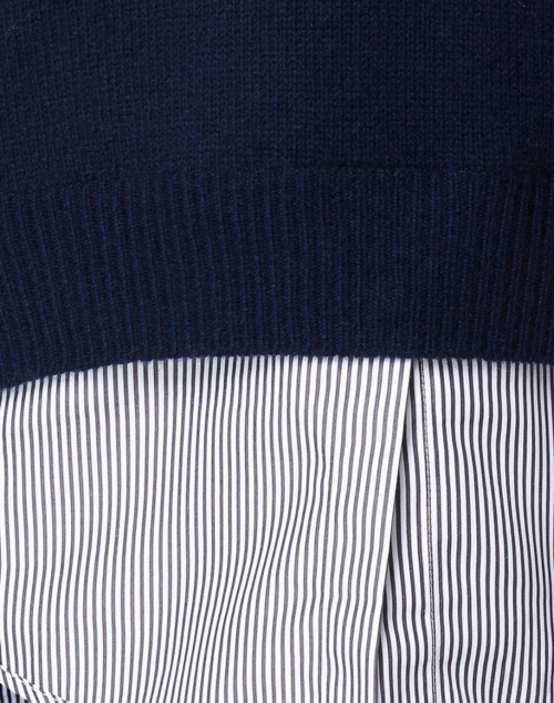 Brochu Walker - Navy Sweater with Striped Underlayer 