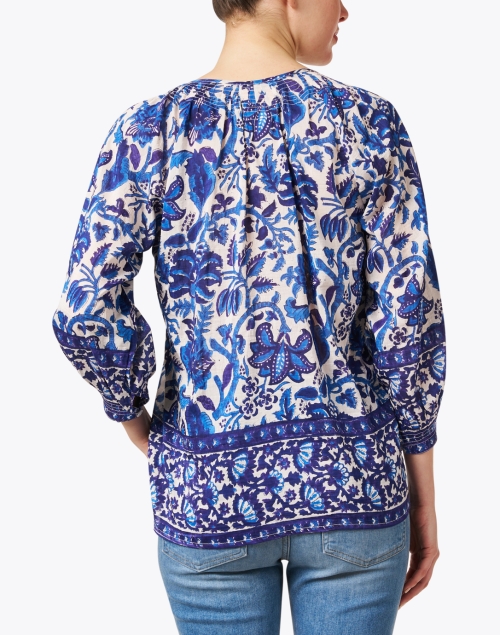 Back image - Bell - Courtney Blue Print Cotton Silk Top