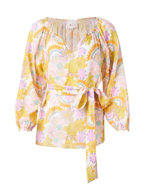 Soler Raquel Yellow and Pink Print Cotton Top
