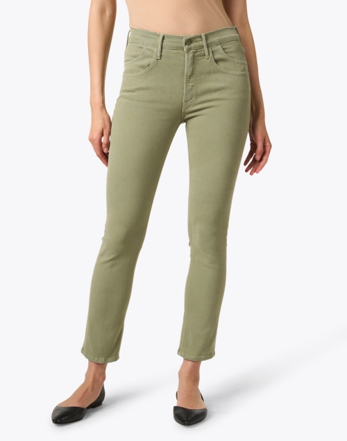 Front image - Mother - The Dazzler Green Straight Leg Ankle Jean