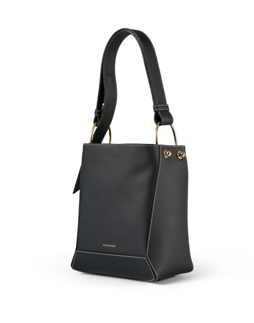 Front image - Strathberry - Lana Midi Black Leather Bucket Bag 