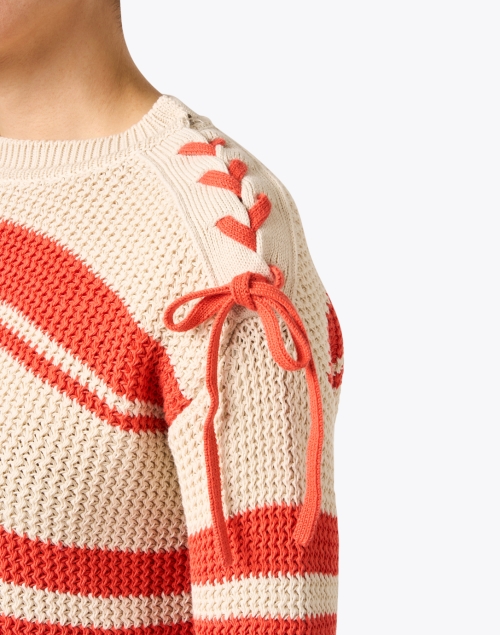 Extra_1 image - Weekend Max Mara - Vertigo Beige and Red Stripe Cotton Sweater