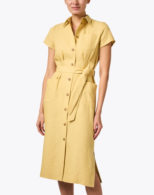 Front image - Ines de la Fressange - Ethel Yellow Linen Shirt Dress