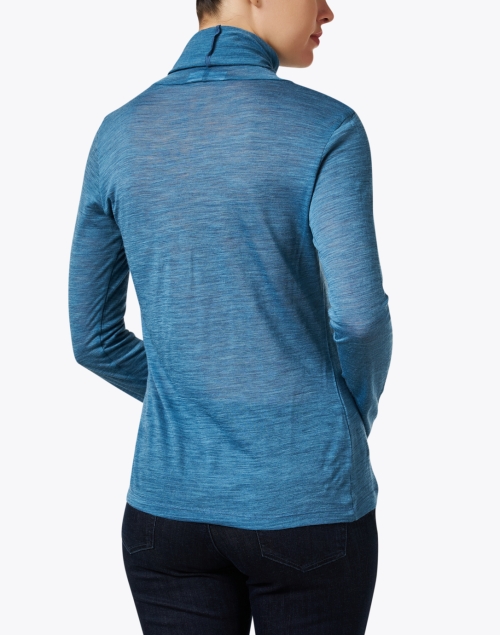 Back image - WHY CI - Blue Wool Blend Turtleneck Top