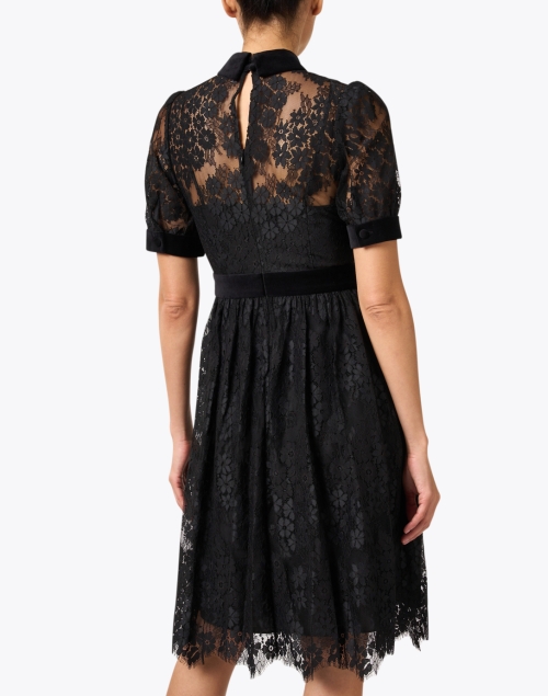 Back image - L.K. Bennett - Lisbet Black Lace and Velvet Dress