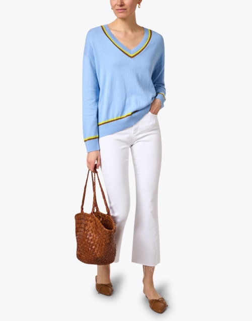Look image - Chinti and Parker - Blue Contrast Trim Sweater