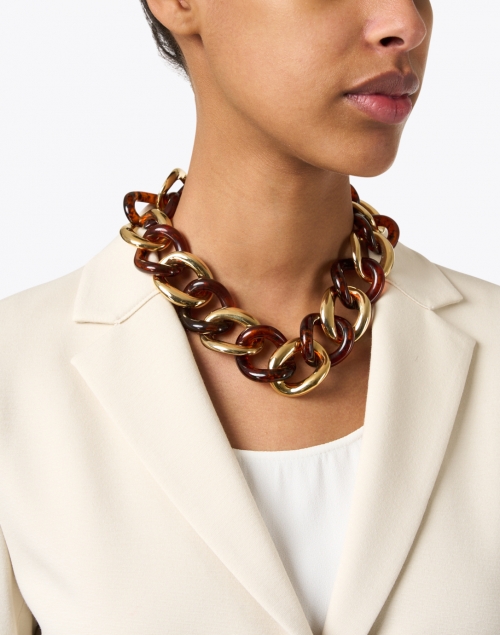 Gold and Tortoise Chain Link Necklace