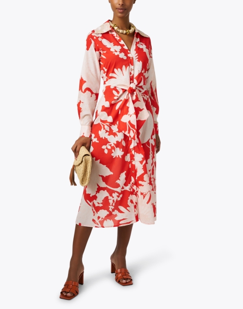 Kate Red and White Floral Shirt Dress
