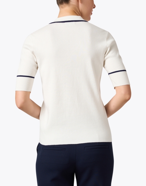Back image - Kinross - White and Navy Polo Sweater