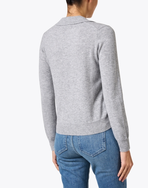 Back image - Kinross - Heather Grey Cashmere Polo Sweater
